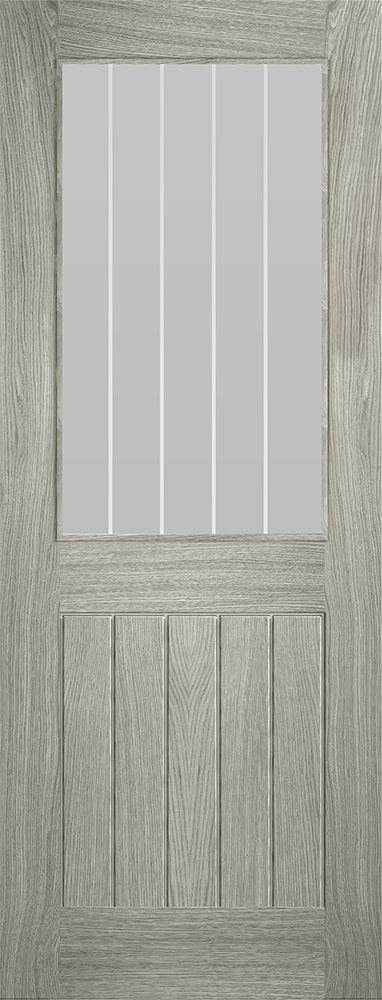 Internal Light Grey Pre-Finished Laminate Cottage (OBSCURE GLASS CLEAR LINES) Door