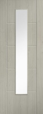 Internal Light Grey Laminate Pre-Finished Ladder (CLEAR GLASS) Semi Solid Core Door