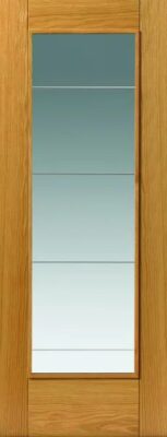 Internal Tigris Oak Pre-Finished Full (CLEAR GLASS) Door