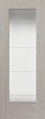 Internal Laminate Tigris Full (CLEAR GLASS) Light Grey Pre-Finished Door