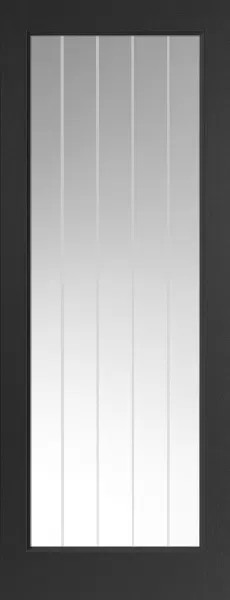 Internal Cottage (CLEAR GLASS ETCHED LINES) Black Pre-Finished Door