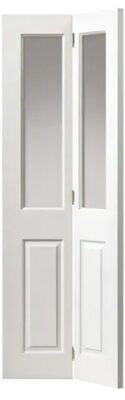 Internal Canterbury Primed (CLEAR GLASS) Woodgrain White Bi-Fold Door