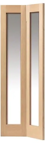 Internal Oak Fuji (CLEAR GLASS) Un-Finished Solid Core Bi-Fold Door