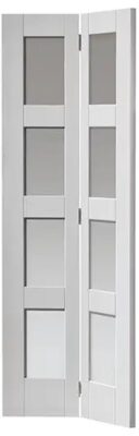 Internal Cayman Primed Smooth (CLEAR GLASS) White Bi-Fold Door