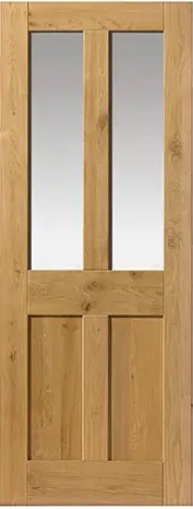 Internal Rustic Oak (CLEAR GLASS) Veneered 4 Panel Un-Finished Door