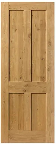 Internal Rustic Oak Veneered 4 Panel Internal Un-Finished Door