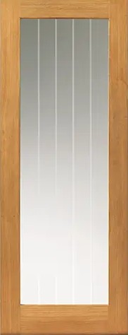 Internal Thames Oak 1 Light Pre-Finished (CLEAR ETCHED LINES GLASS) Door