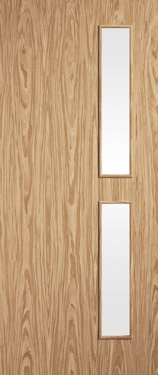 Oak Flush 16G Pre-Finished (CLEAR GLASS) FD30 44mm Fire Door - LPD