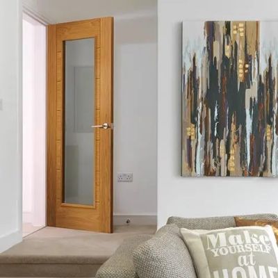 Internal Palomino Oak Un-Finished (CLEAR GLASS) Door - Image 2