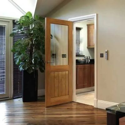 Internal Thames Oak Half Light Pre-Finished (CLEAR GLASS WITH ETCHED LINES) Door - Image 2