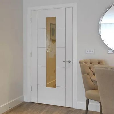 Internal Tigris White Primed (CLEAR GLASS) Door - Image 2