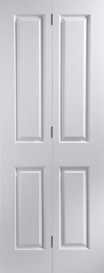 Internal White Primed 4 Panel Woodgrain Bifold - MB