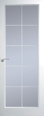 Internal White Smooth Manhattan Chrome Leaded 10 Light (CLEAR GLASS) Door