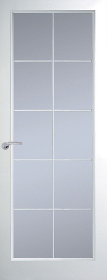 Internal White Smooth Manhattan Chrome Leaded 10 Light (CLEAR GLASS) Door