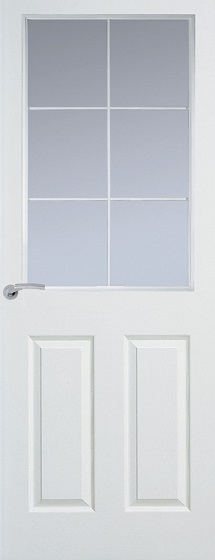 Internal White Smooth Manhattan Chrome Leaded 6 Light (CLEAR GLASS) Door