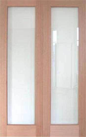 Hardwood Pattern 20 with Clear Bevelled Glass - Rebated Pair - Unfinished - DF