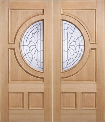 External Oak Empress Pair (ZINC CLEAR BEVELLED GLASS) Un-Finished - LP