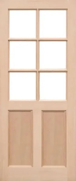 External Hemlock Un-Finished KXT 6 Light 2 Panel - Unglazed (No Glass) Door
