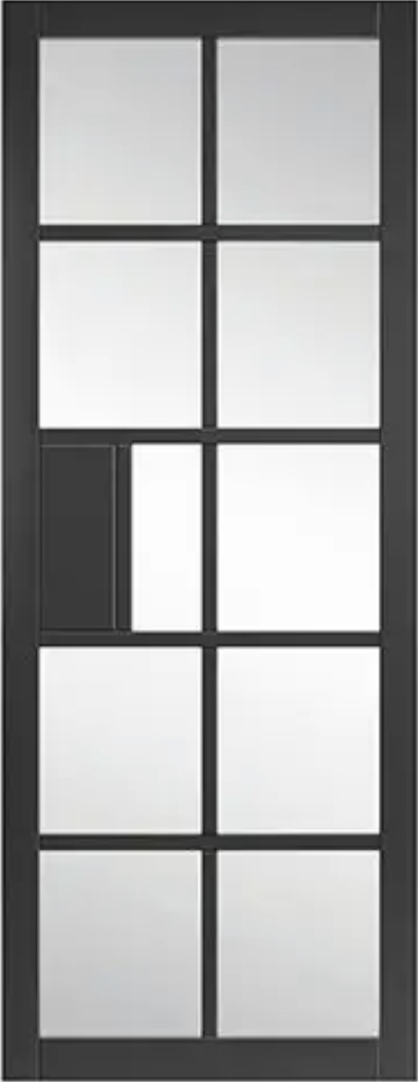 Internal Plaza Pre-Finished Black (CLEAR GLASS) Door