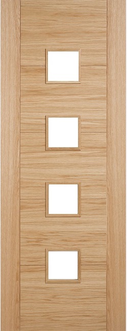 Internal Oak Trend 4 Light (OBSCURE GLASS) Pre-Finished Channel Groove Door