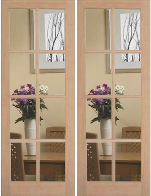 Oak 8L - CLEAR BEVELLED GLASS - Rebated Pair - Unfinished - DG