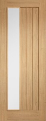 Internal Oak Mexicano Offset (CLEAR GLASS) Pre-Finished Solid Core Door