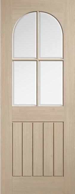 Internal Blonde Oak Arched Square (CLEAR BEVELLED GLASS) Mexicano Pre-Finished Solid Core Door