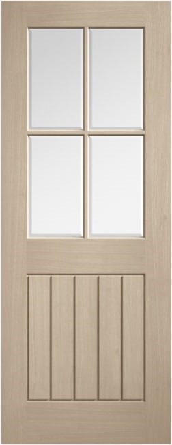 Internal Blonde Oak (CLEAR BEVELLED GLASS) Mexicano Pre-Finished Solid Core Door