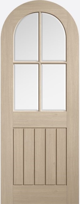 Internal Blonde Oak Arched (CLEAR BEVELLED GLASS) Mexicano Pre-Finished Solid Core Door