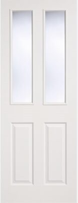 White 4 Panel (CLEAR BEVELLED GLASS) Woodgrain - Pre Finished - DF
