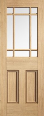 Internal Oak Downham (CLEAR GLASS) Solid Core Un-Finished Door