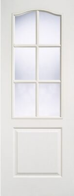 Internal White Primed Classic 1 Panel 6 Light un-glazed (NO GLASS) Woodgrain Door
