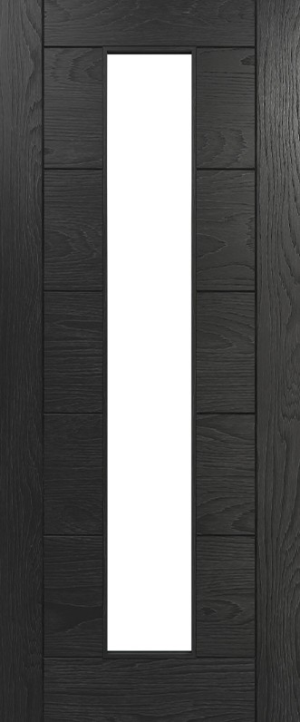 Internal Brushed Black Pre-Finished (CLEAR GLASS) Solid Core Seville Internal Door