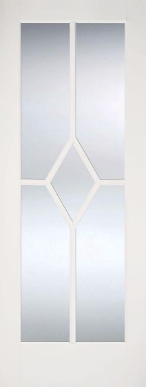 White Primed Reims (CLEAR BEVELLED GLASS) Solid Core - LPD