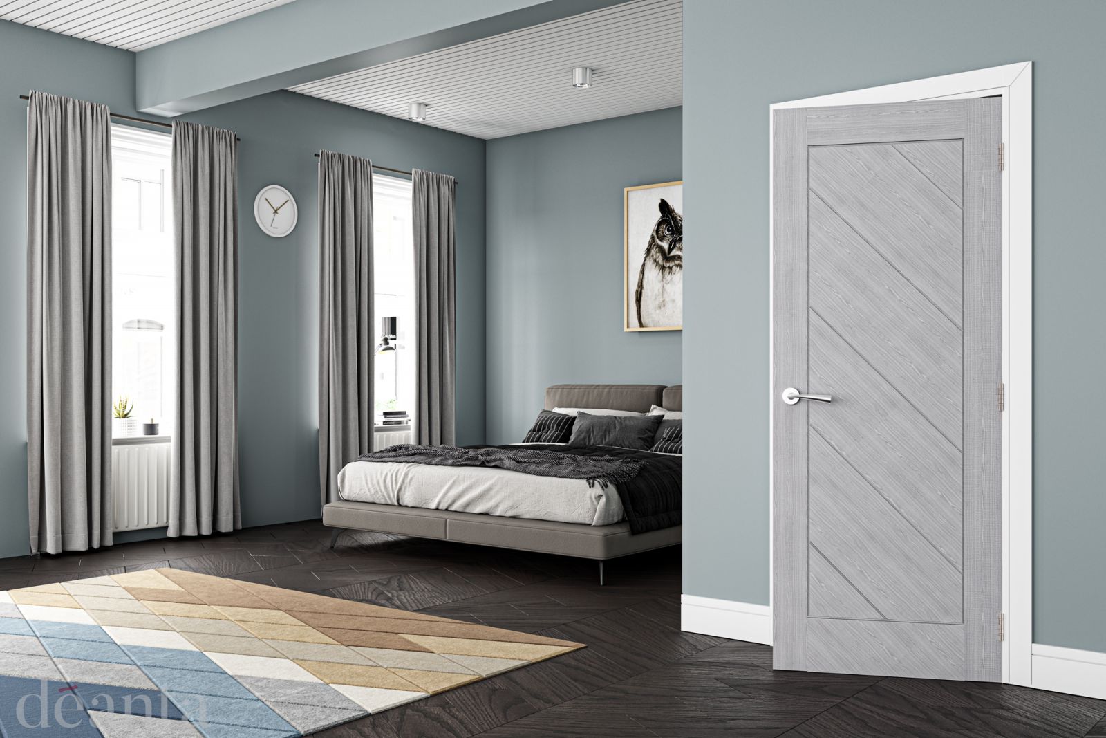 Internal Light Grey Ash Pre-Finished Torino FD30 44mm Fire Door - Image 2