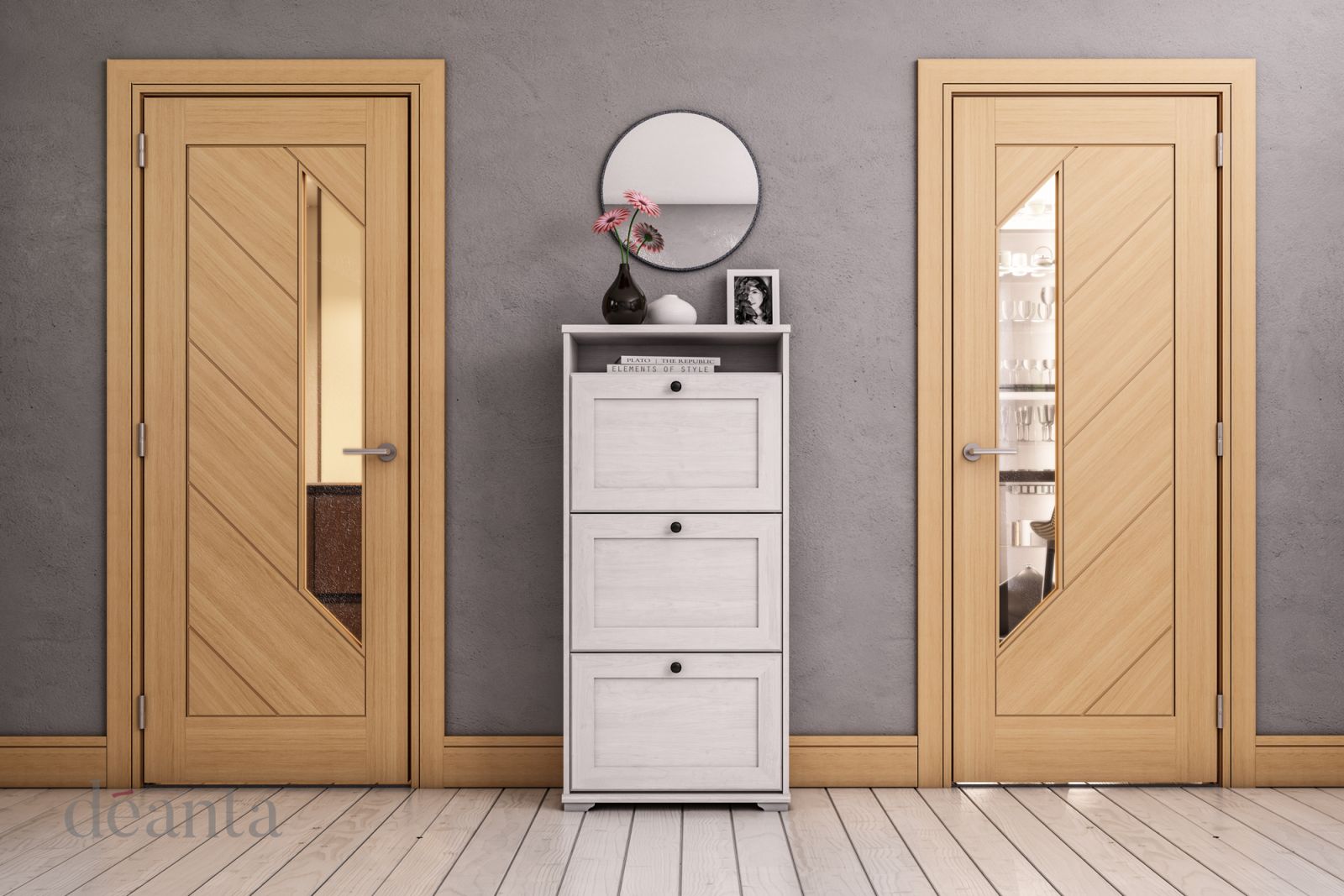 Internal Oak Torino Pre-Finished (CLEAR GLASS) FD30 44mm Fire Door - Image 2