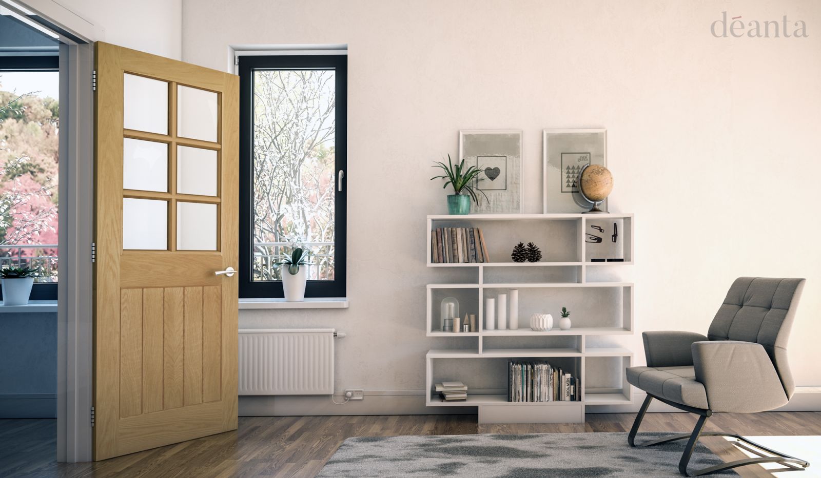 Internal Oak Ely 6L (CLEAR BEVELLED GLASS) Un-Finished Door - Image 2