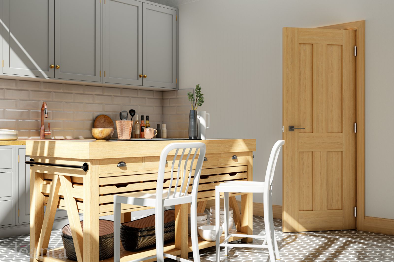 Internal Oak Eton FD30 44mm Un-Finished Fire Door - Image 2