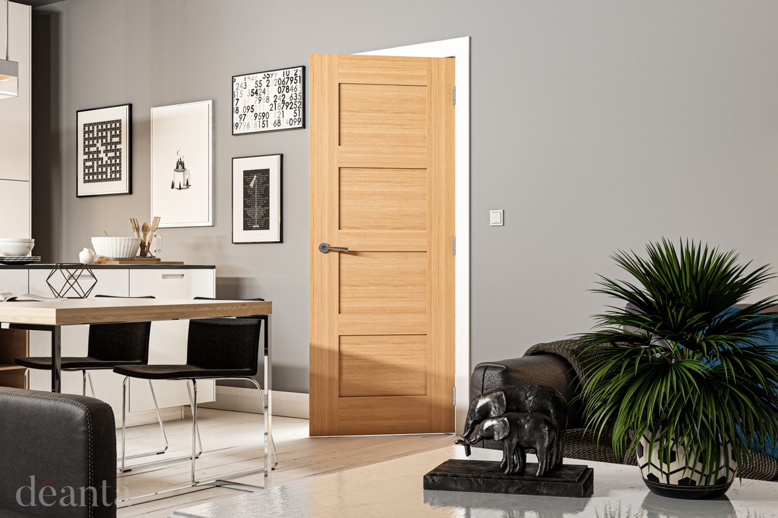 Internal Oak Coventry Pre-Finished FD30 44mm Fire Door - Image 2