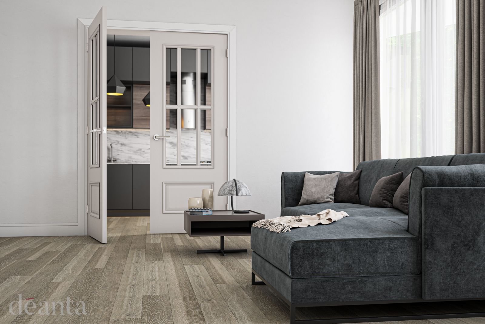 Internal White Primed Canterbury (CLEAR BEVELLED GLASS) Solid Core Door - Image 2