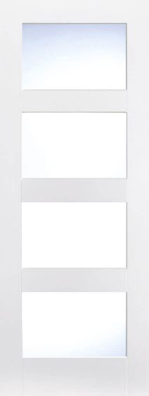 Internal White Primed Shaker 4 Light (CLEAR GLASS) Solid Core Door