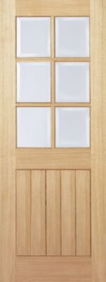 Internal Oak Mexicano 6 Light (CLEAR BEVELLED GLASS) Un-Finished Door