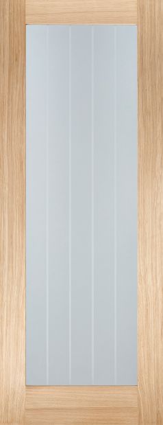Internal Oak Mexicano Pattern 10 (CLEAR GLASS FROSTED LINES) Pre-Finished Door