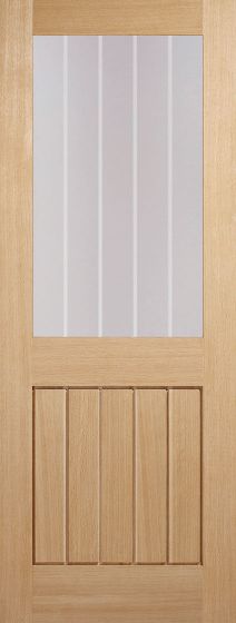 Internal Oak Mexicano Half-Light (CLEAR GLASS ETCHED LINES) Un-Finished Door