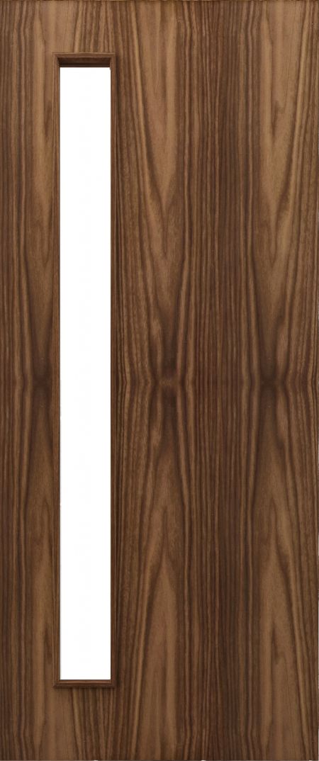 Flush Walnut D06 Glazed FD30 44mm Pre-Finished Firedoor - DE