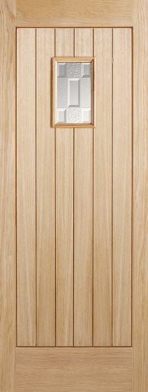 External Oak Suffolk (PART OBSCURE GLASS) Un-Finished Door