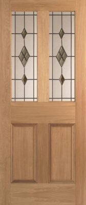 Internal Oak Malton (SMOKED ABE LEAD GLASS) Un-Finished Door
