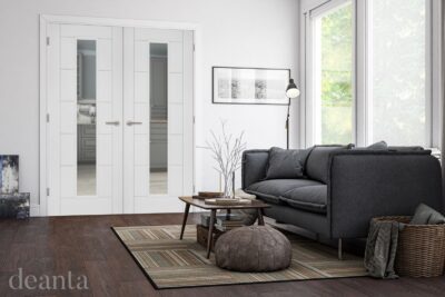 Internal White Primed Seville 1L (CLEAR GLASS) Rebated Door Pair