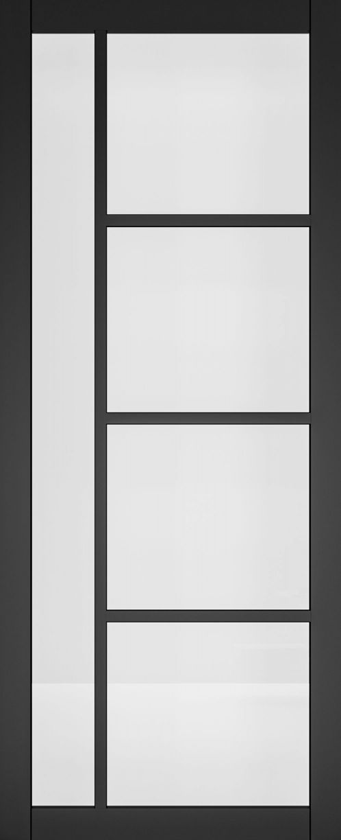 Internal Brixton Black Pre-Finished (CLEAR GLASS) Solid Core Door