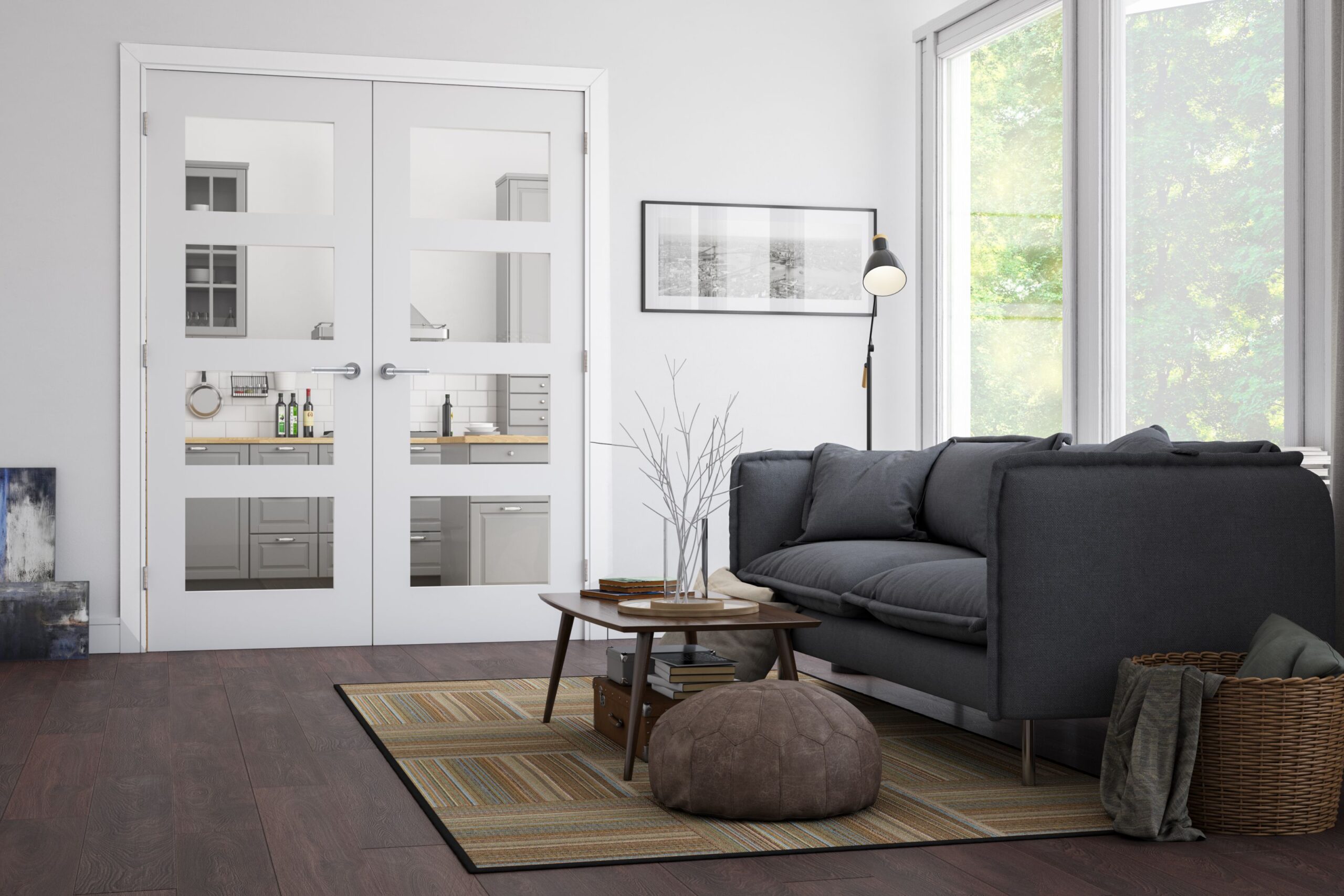 Internal White Primed Coventry (CLEAR GLASS) Rebated Door Pair
